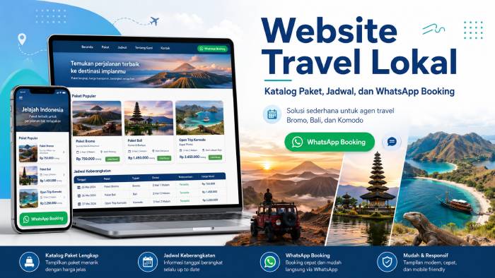 Website Travel Lokal: Katalog Paket, Jadwal, dan WhatsApp Booking