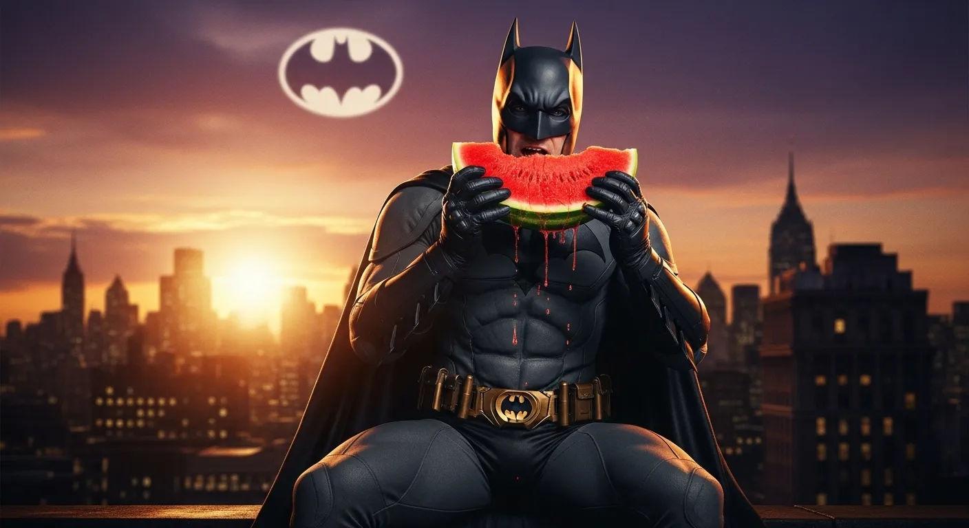 Batman eating watermelon Comic Book Theory