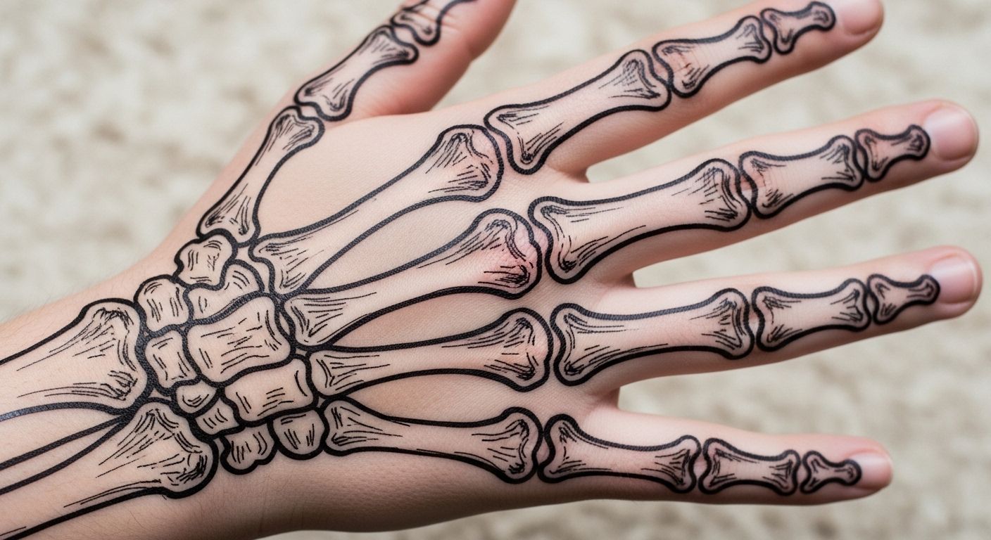 bone drawing on hand
