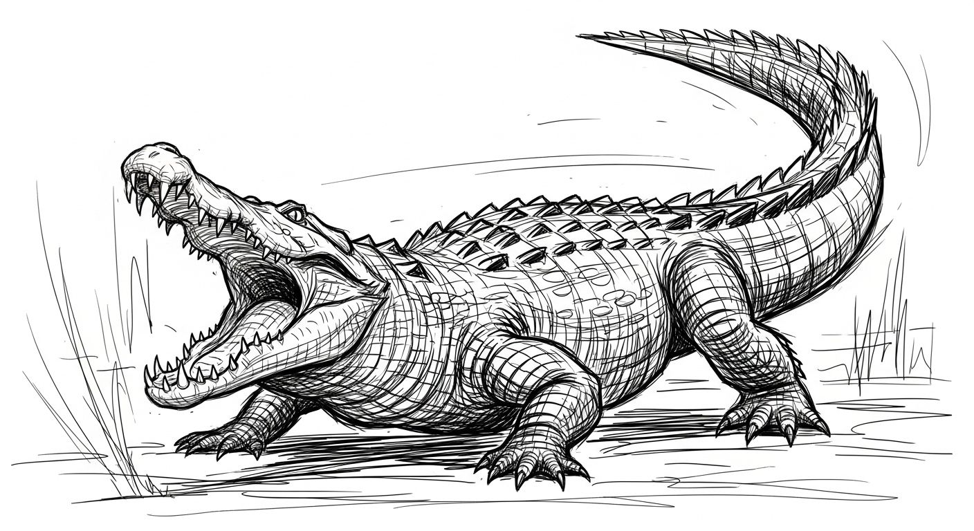 Crocodile Sketch Quick Wildlife Ideas