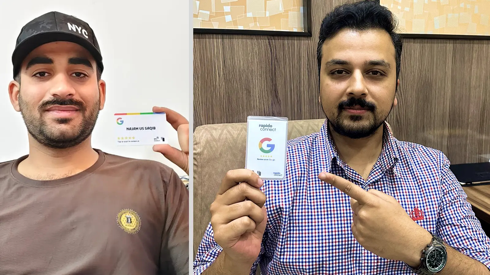 Business owner in Saudi Arabia using a CARD Google review card