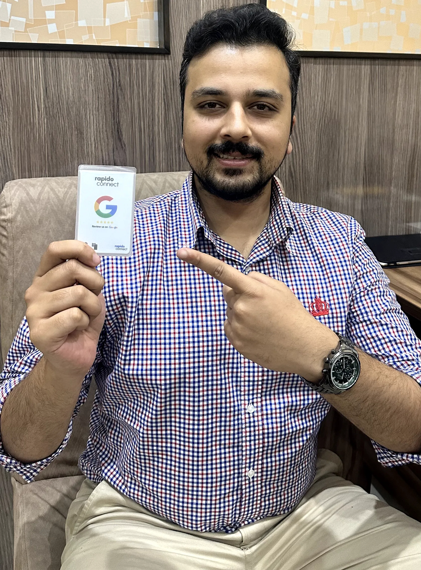 Client holding card 3