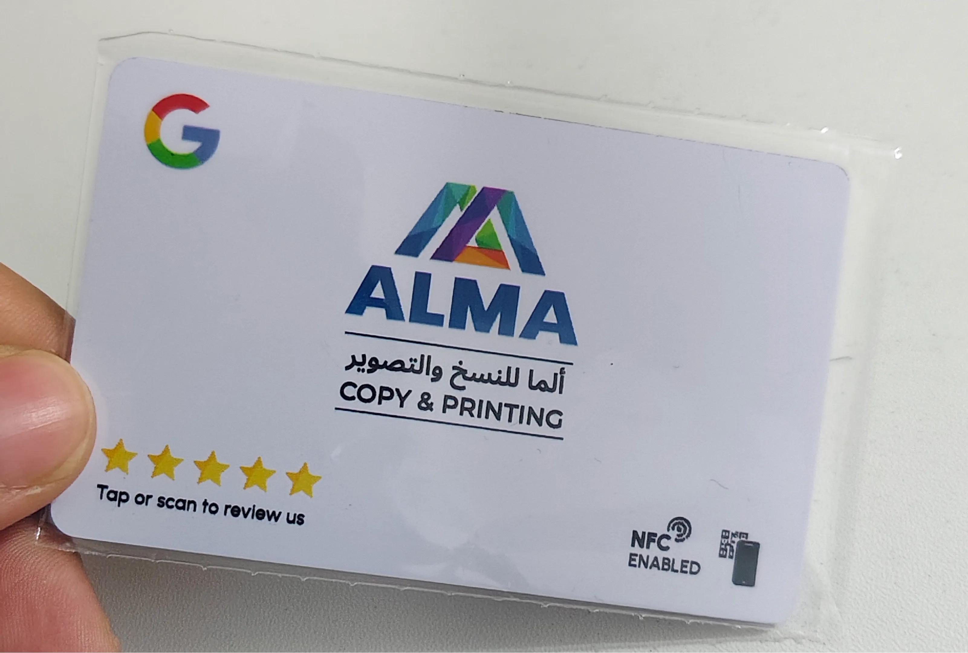 Client holding card 35