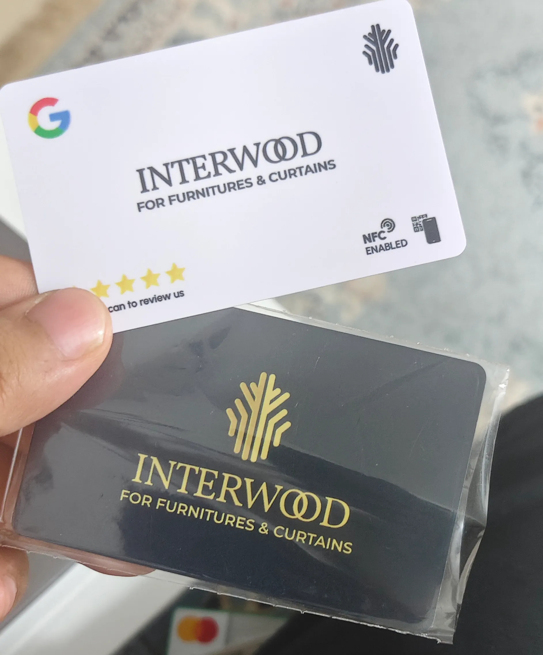 Client holding card 38