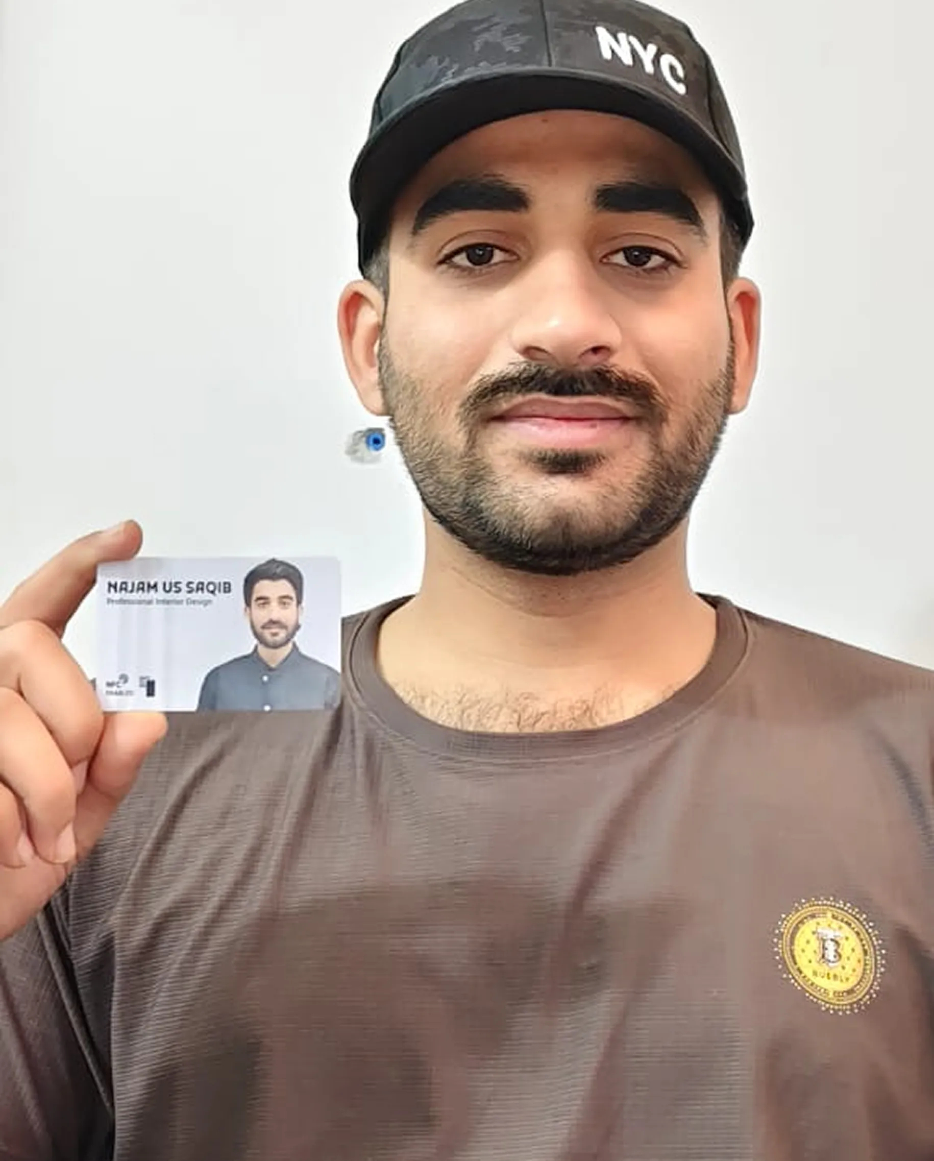 Client holding card 8