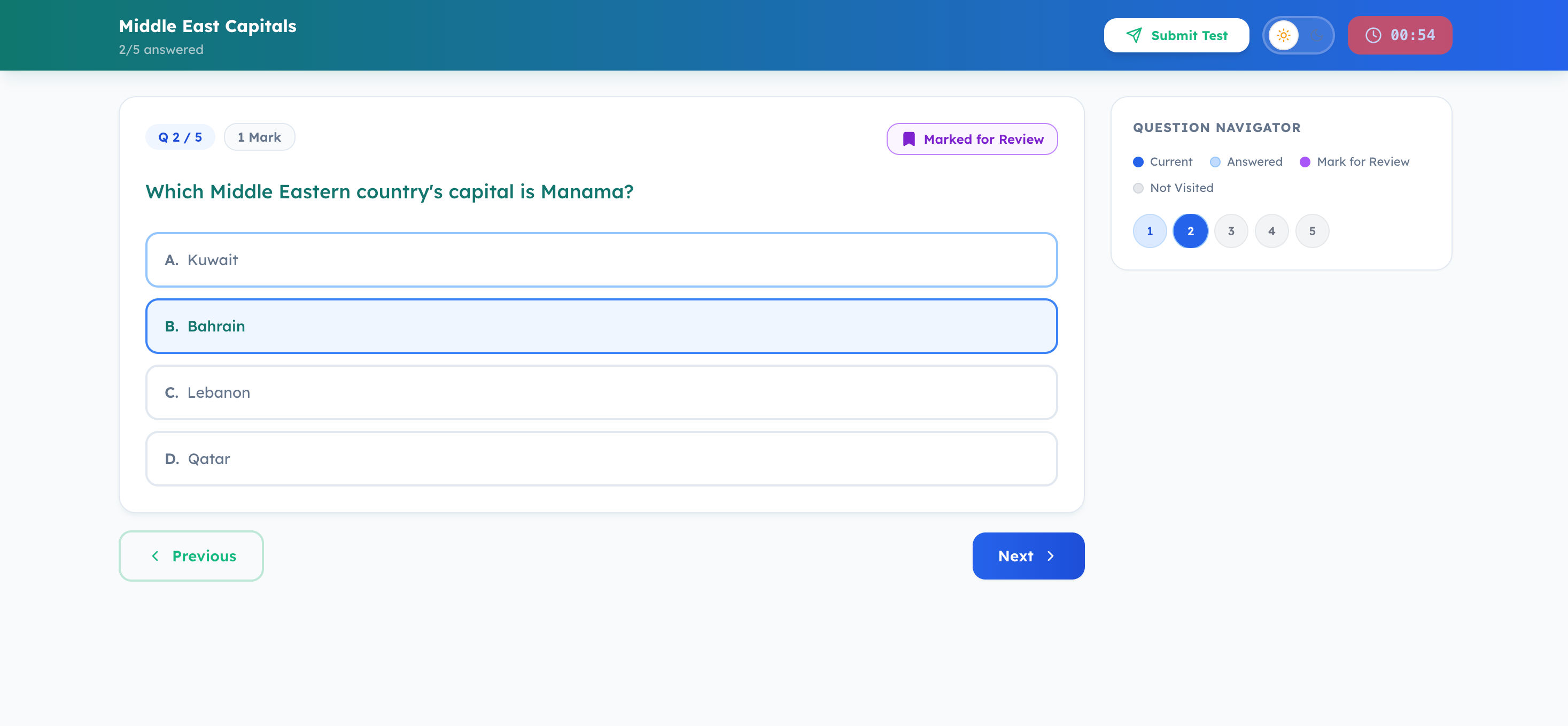 Mock Rail AI exam-oriented mock test layout with timer, question navigator, and MCQ options
