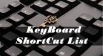 keyboard short cut list