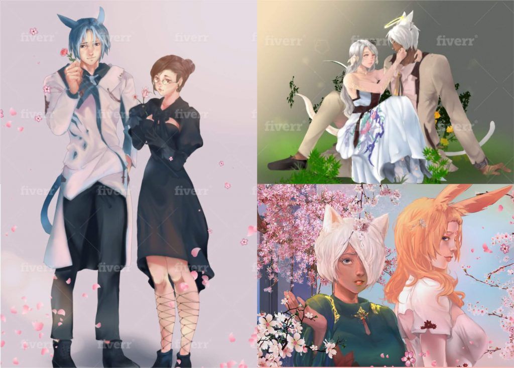 FFXIV couple art commissions