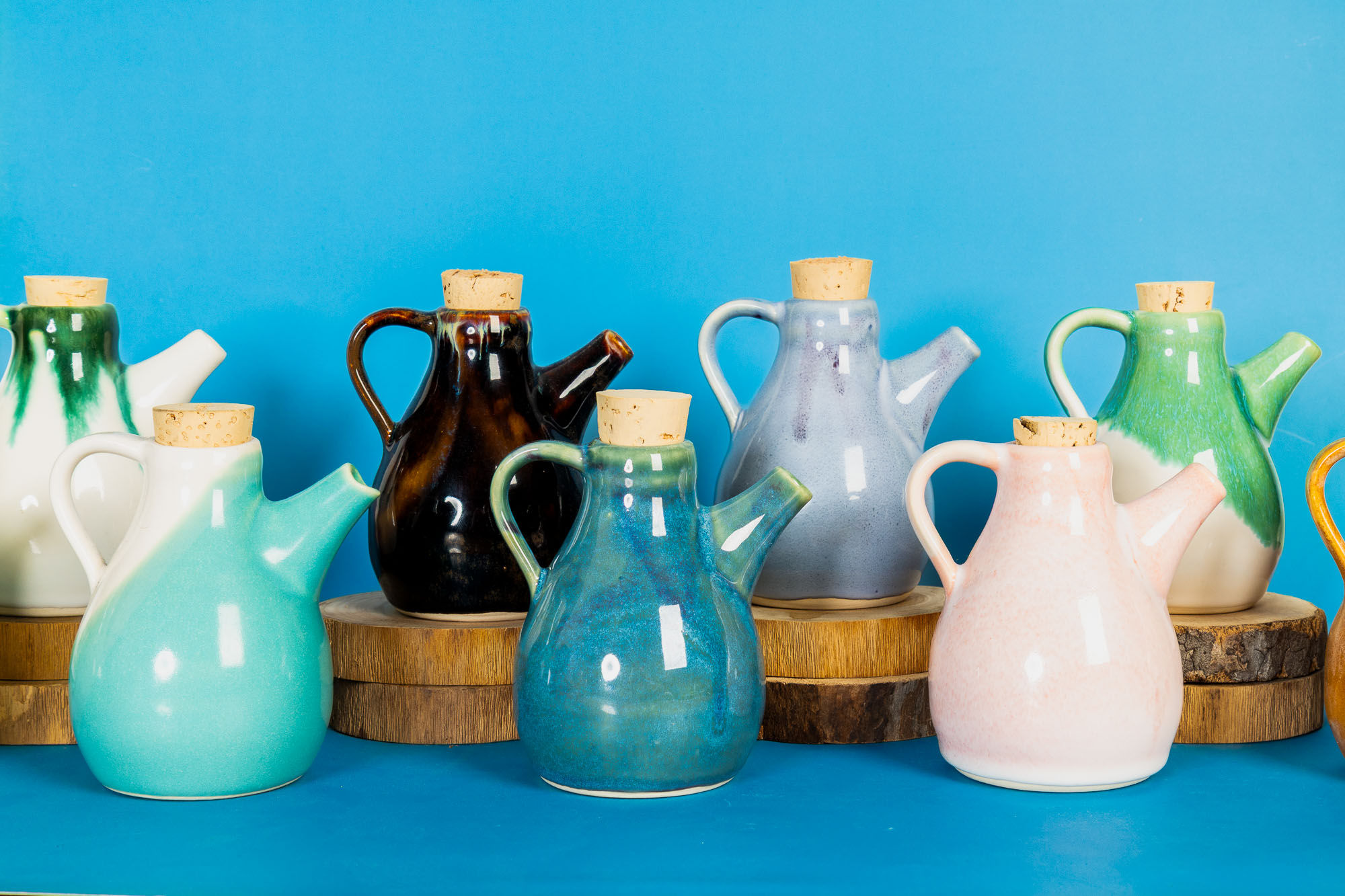 Bottle Cruets Lined Up