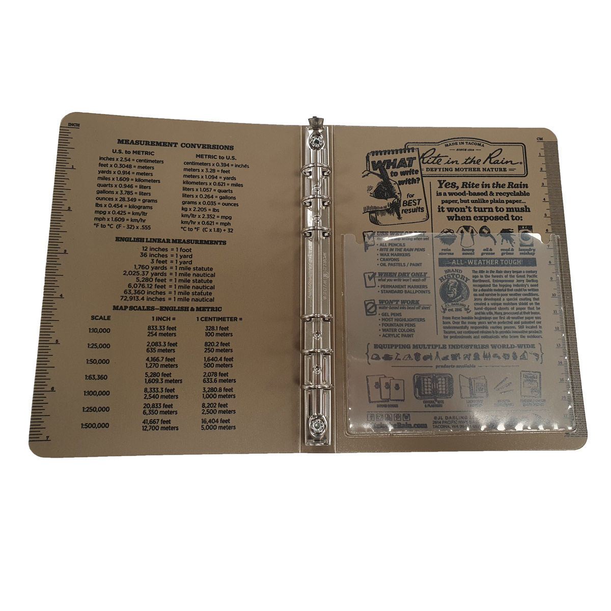 Rite in the Rain Field Ring Binder - Tan