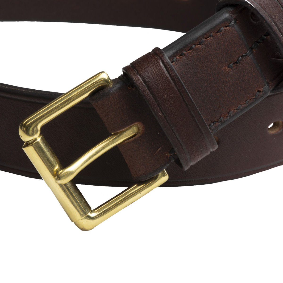 Round Buckle Braided Leather Belt, Dark Brown – Goods