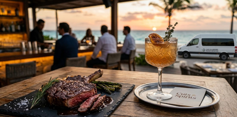 Premium cuts and high end mixology in Cancun with private transportation
