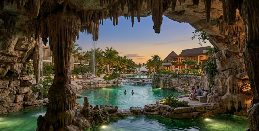 Secrets Moxche Cenote View Private Transportation to Secrets Moxche Playa del Carmen from Cancun Airport - Resort cenote cave view
