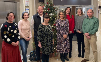 team members at christmas time