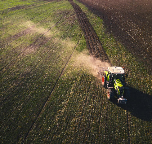 Tractor working the fields