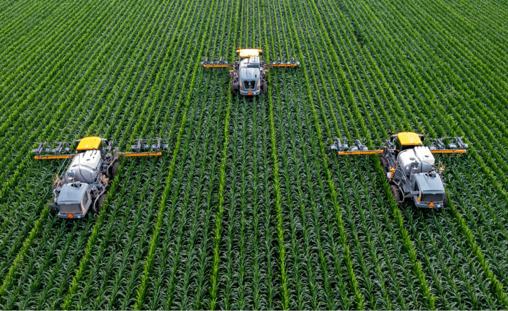 farm machinery working on a field