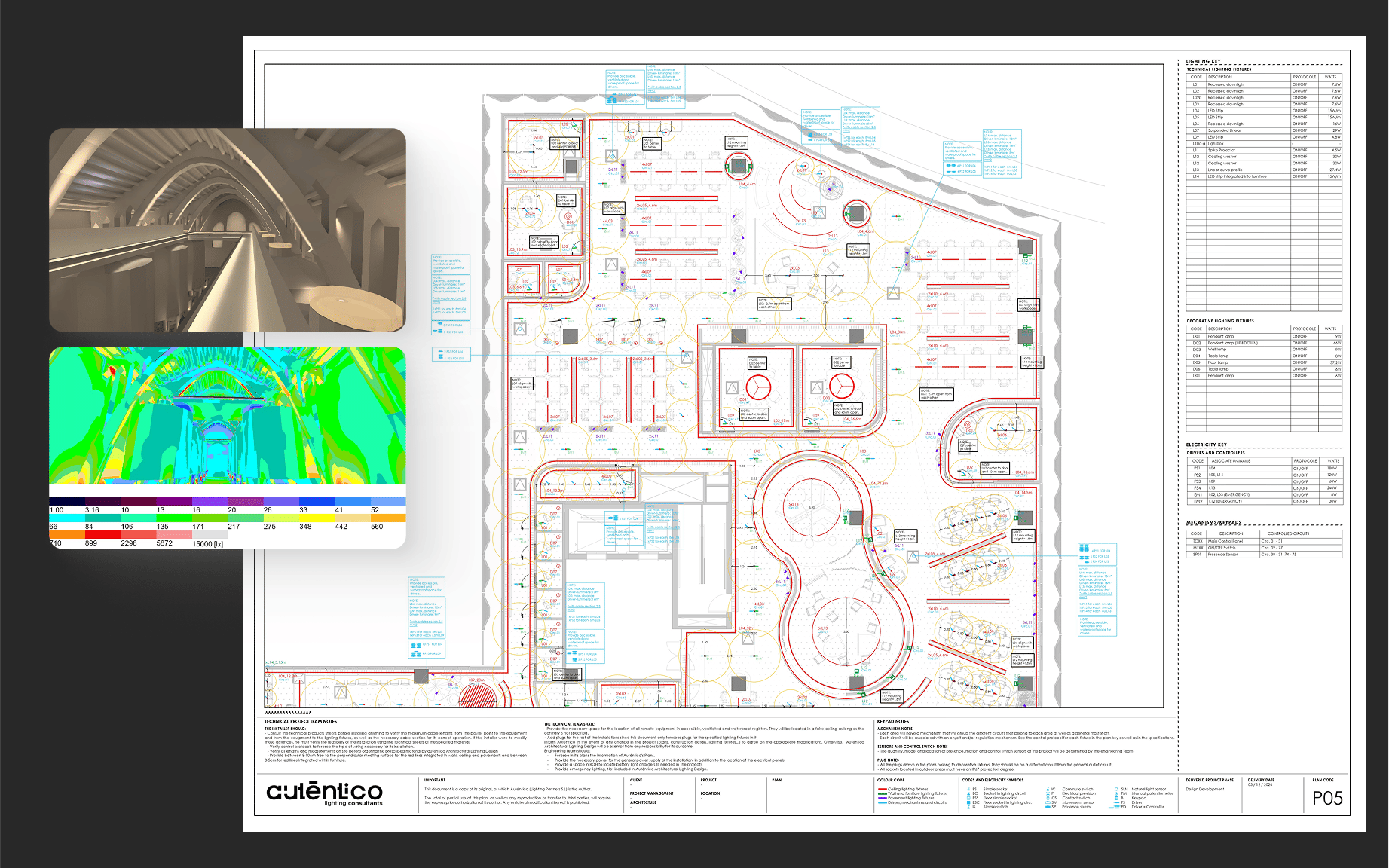 Precise technical specifications and luminaire selection