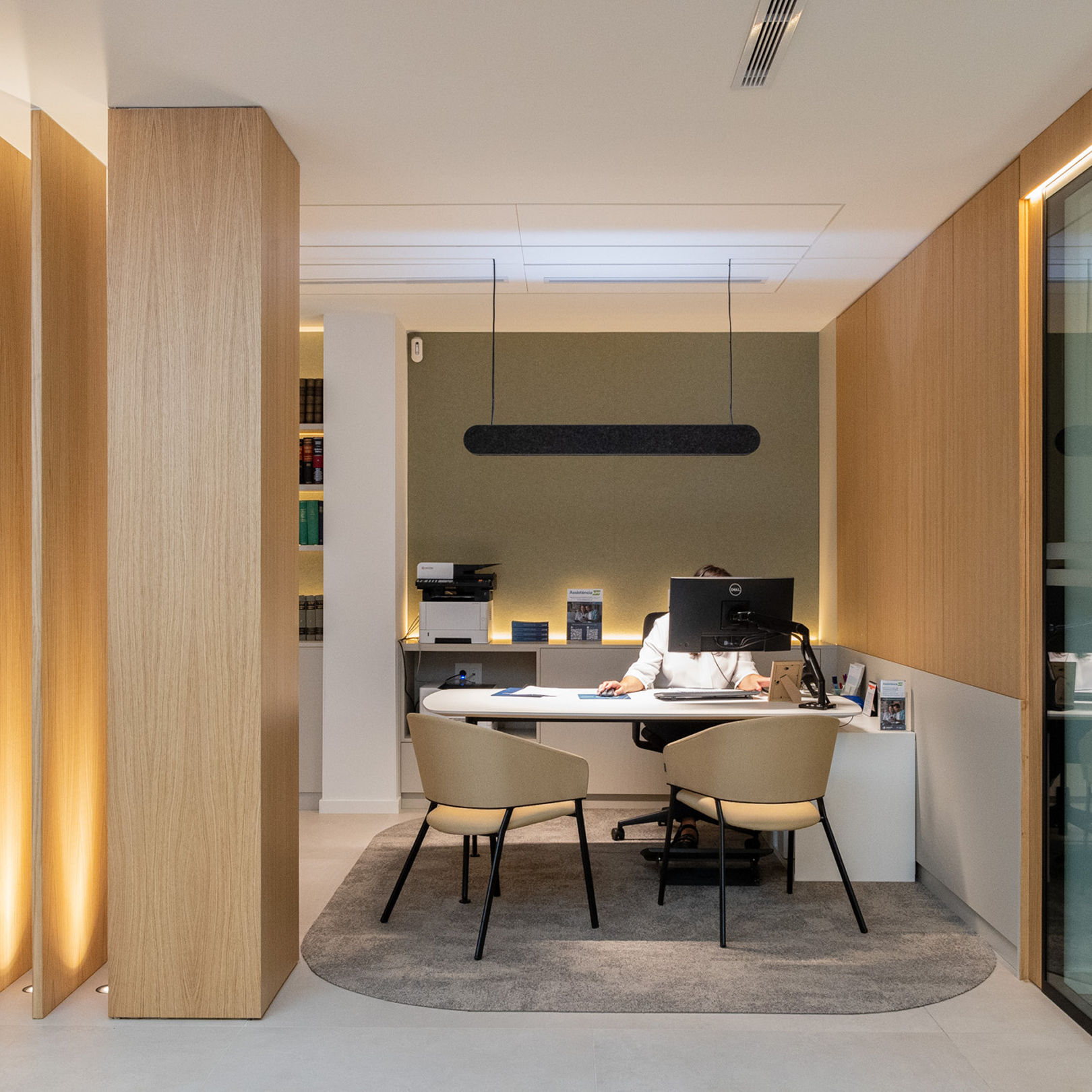 Patient waiting area with calming, diffuse warm light