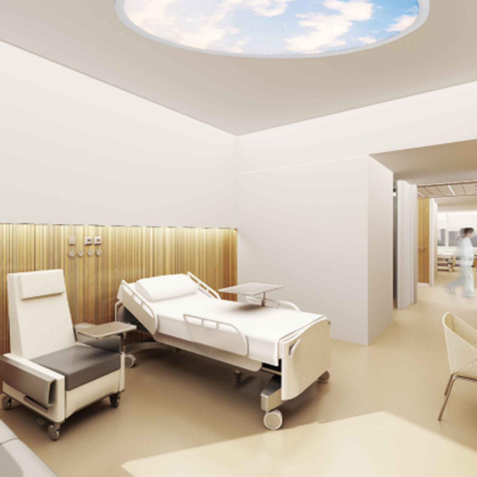 Welcoming hospital reception with bright, clean lighting
