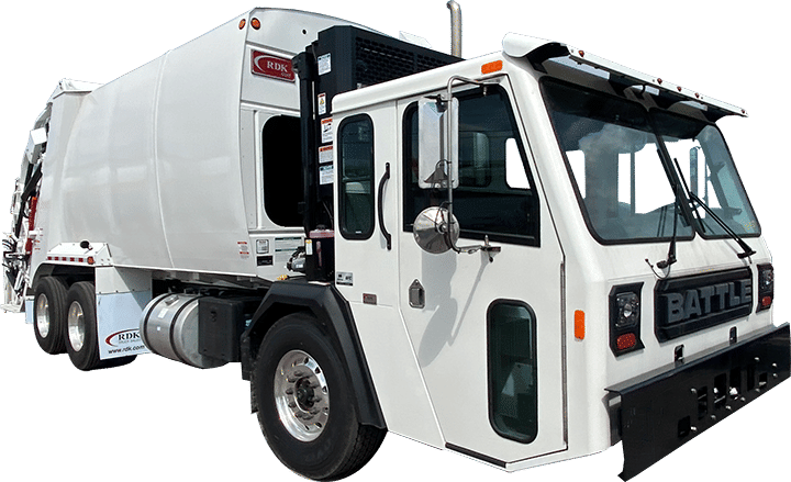 Battle Motors rear loader refuse truck