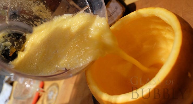 Pouring In The Blended Pumpkin