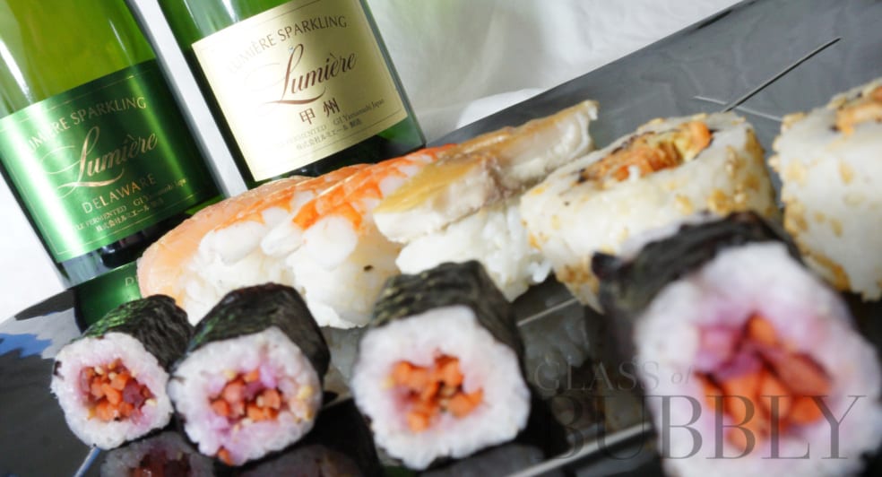 Japan sparkling wine Lumiera and Sushi Japan sparkling wine Lumiera and Sushi