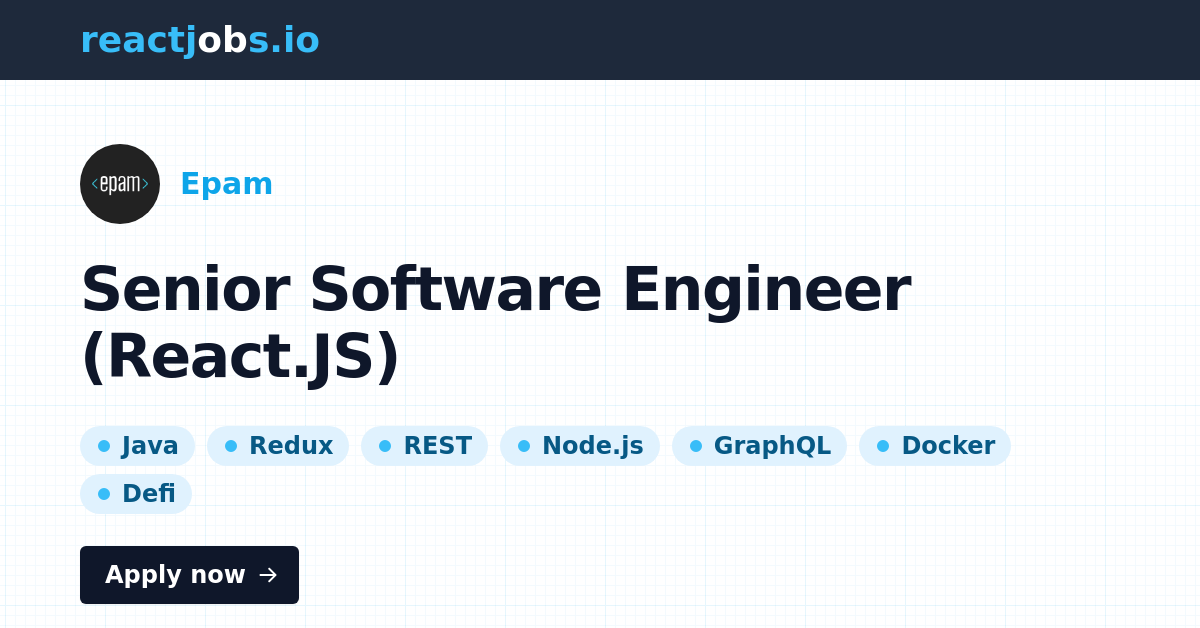 Senior Software Engineer (React.JS) at Epam