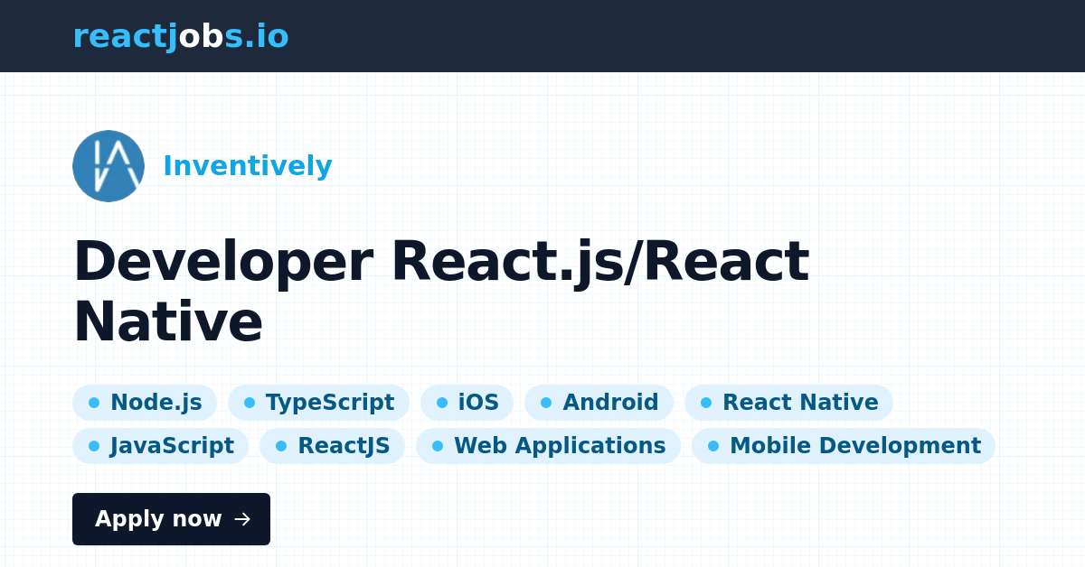 Remote Developer React.js/React Native at Inventively