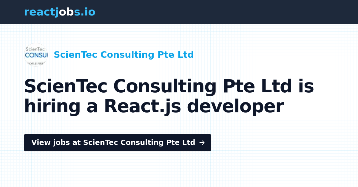 Jobs at ScienTec Consulting Pte Ltd