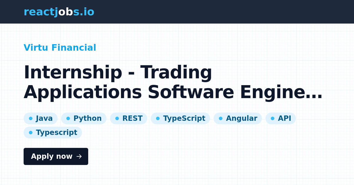 Internship - Trading Applications Software Engineer (Front-end) at ...
