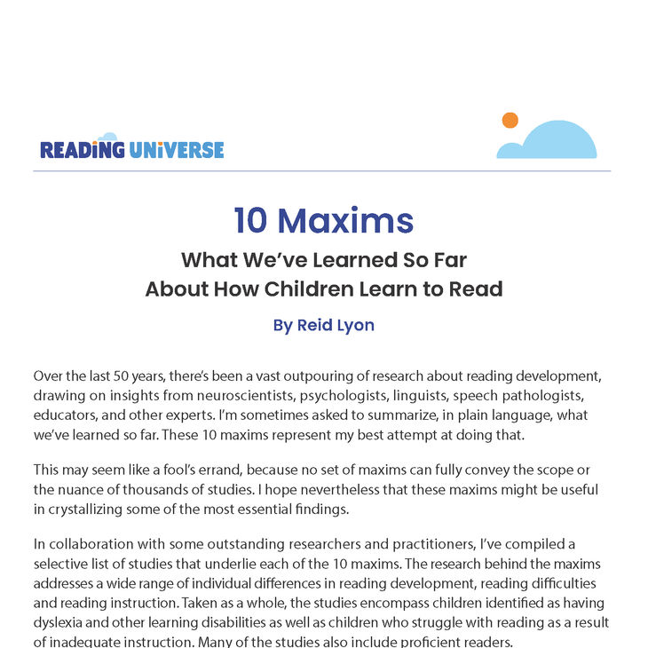 Reading Universe 10 Maxims