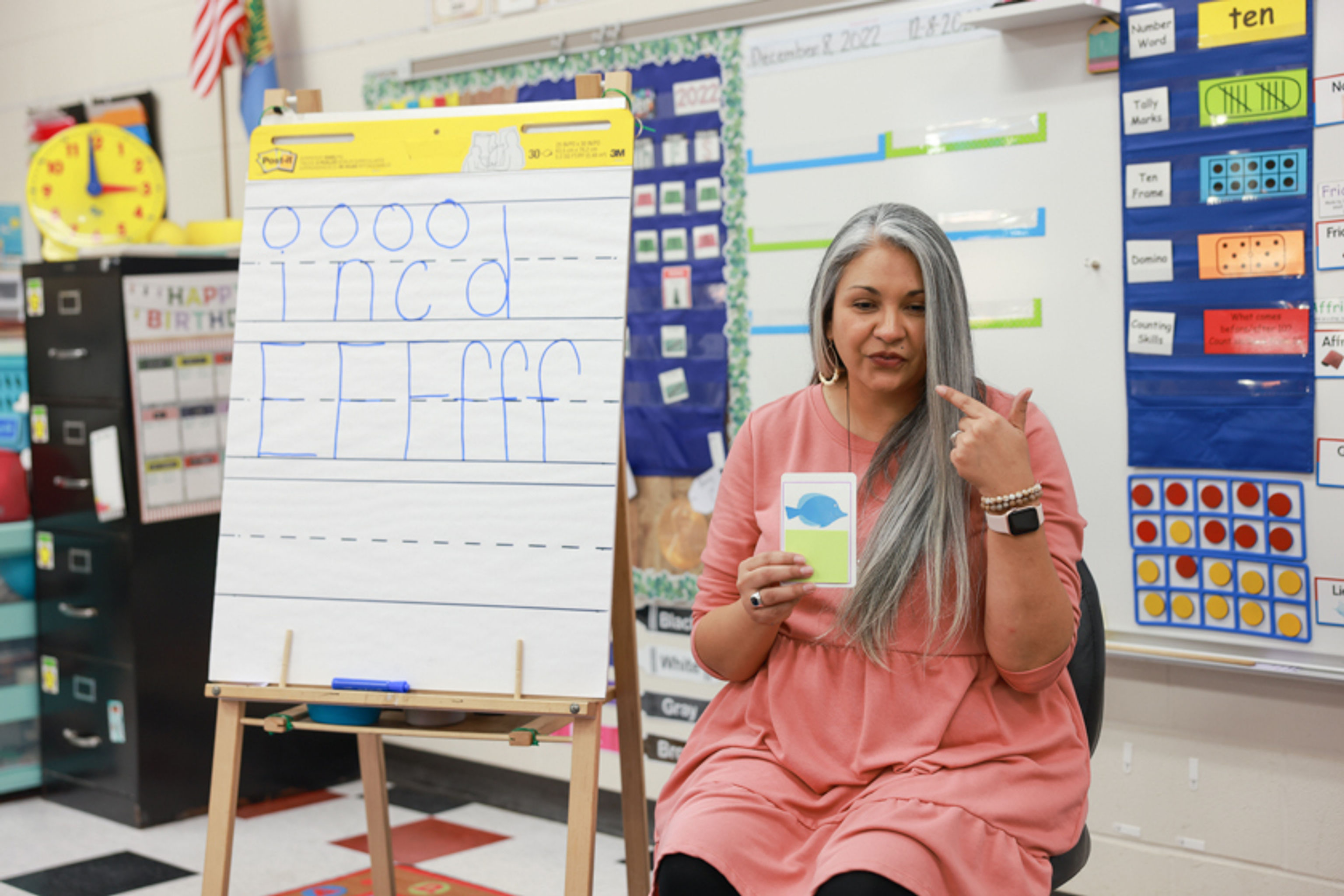 Teacher demonstrates making the f sound