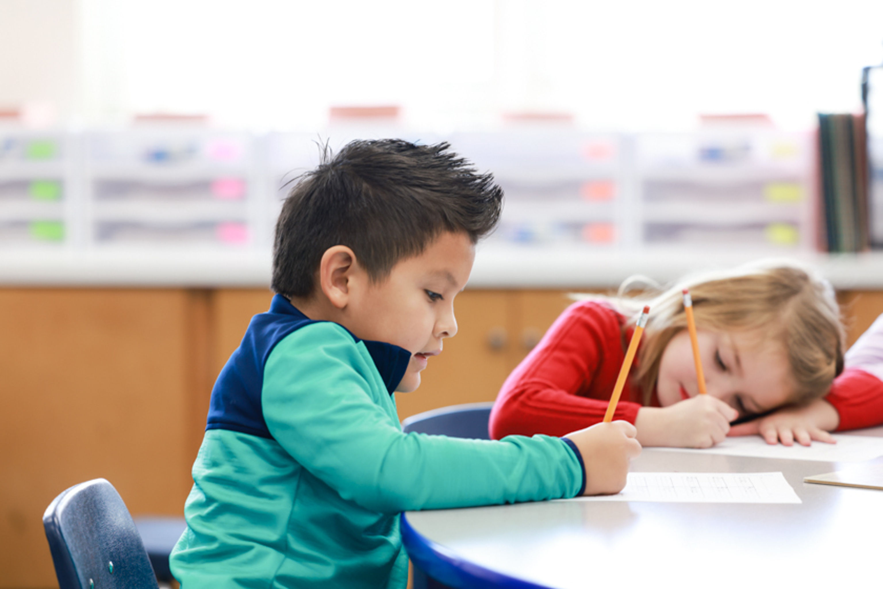 Student practicing writing