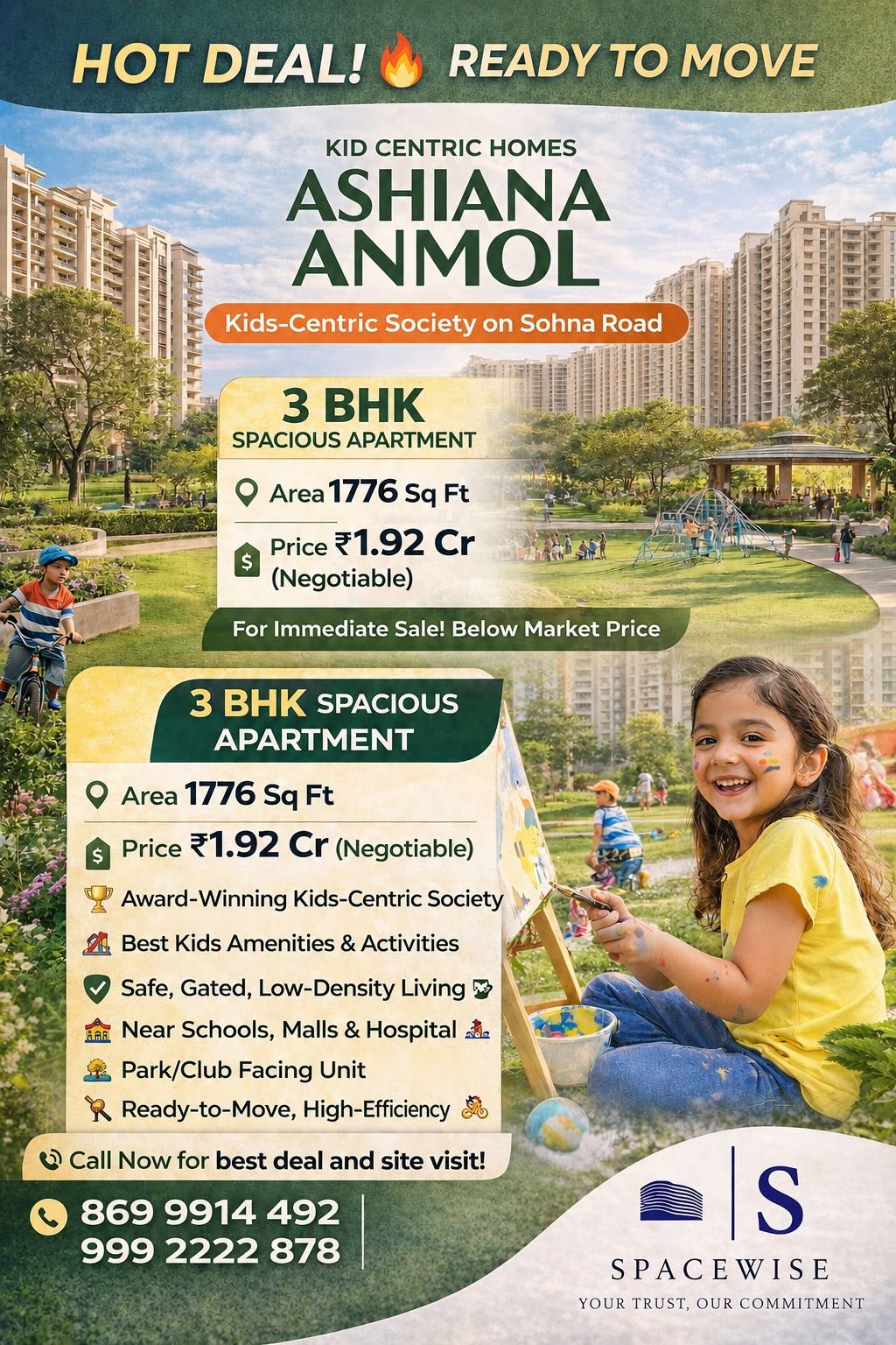 3 BHK Apartment, Ashiana Anmol, Gurgaon
