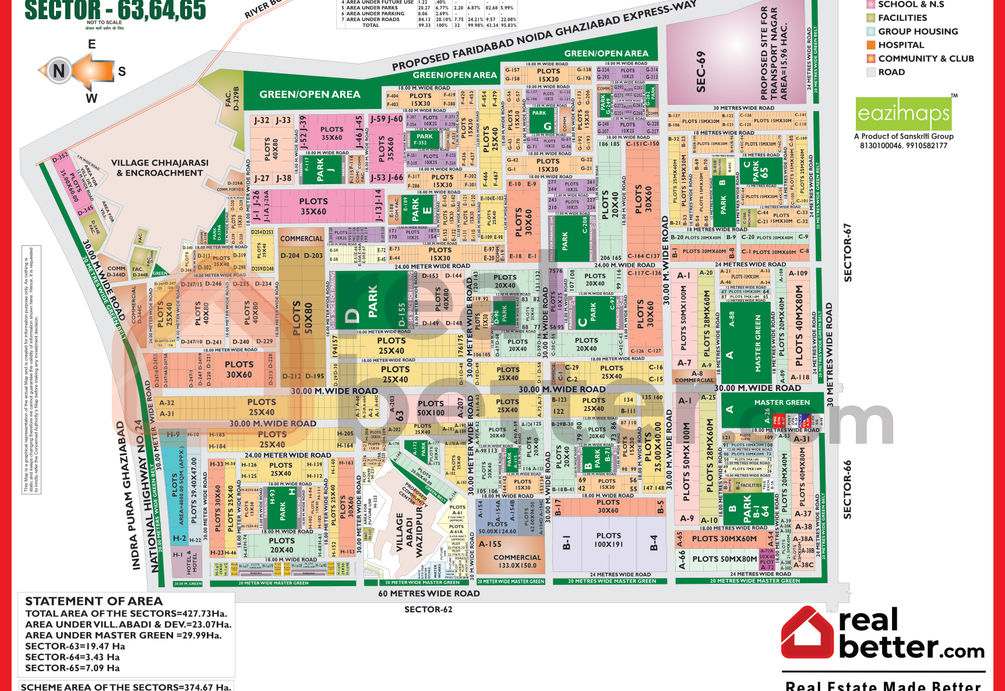 SECTOR - 63,64,65 Map