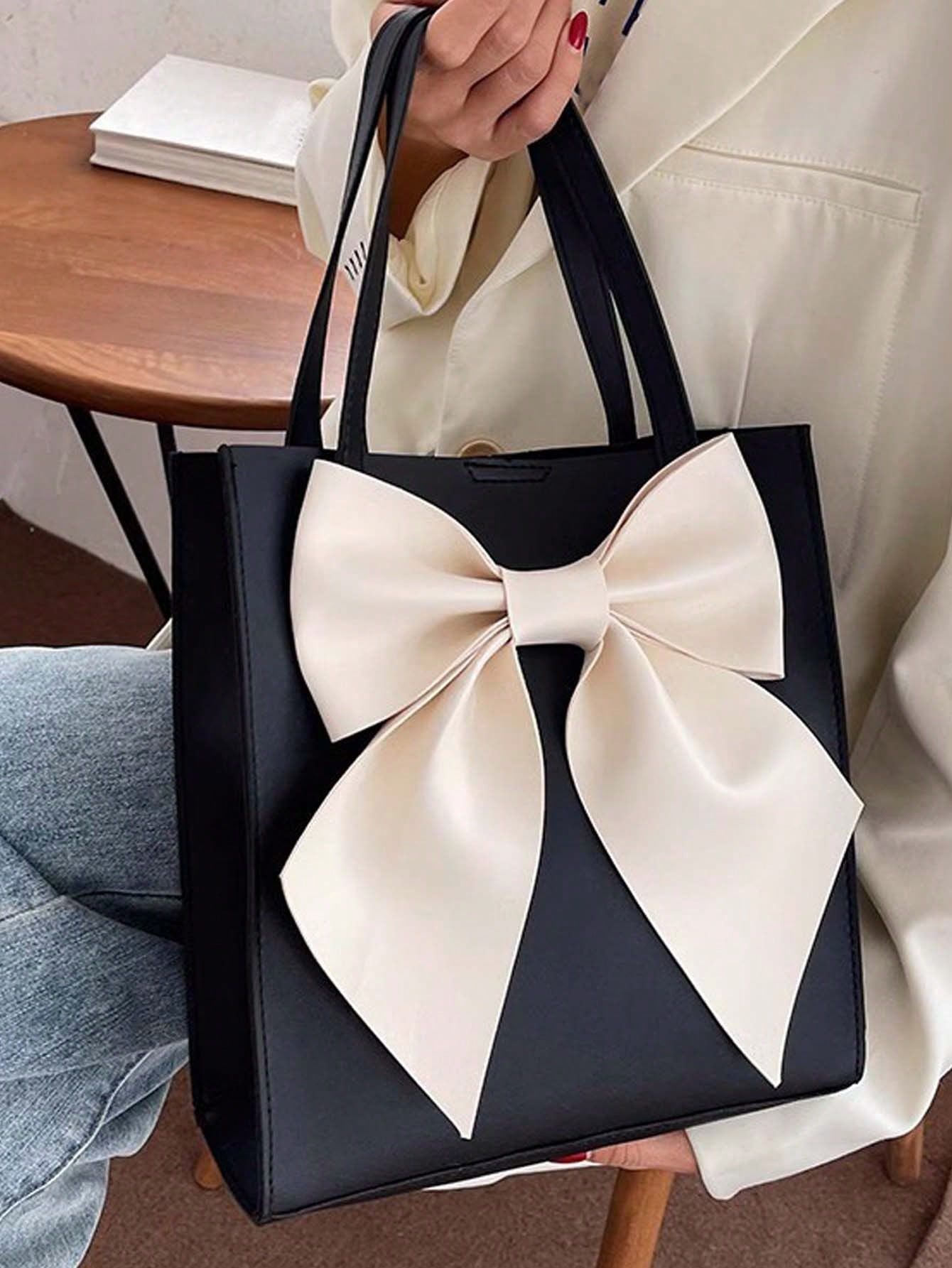 Large Capacity Bowknot Handbag For Women, 2024 Fashionable Texture Tote Bag With Shoulder Strap And Ins Style, Trendy Tote Bags For Ladies, Perfect Valentines Day Gift For Her, Trendy Bow Purse For Women, Best Valentine's Gift Choice Ever Image