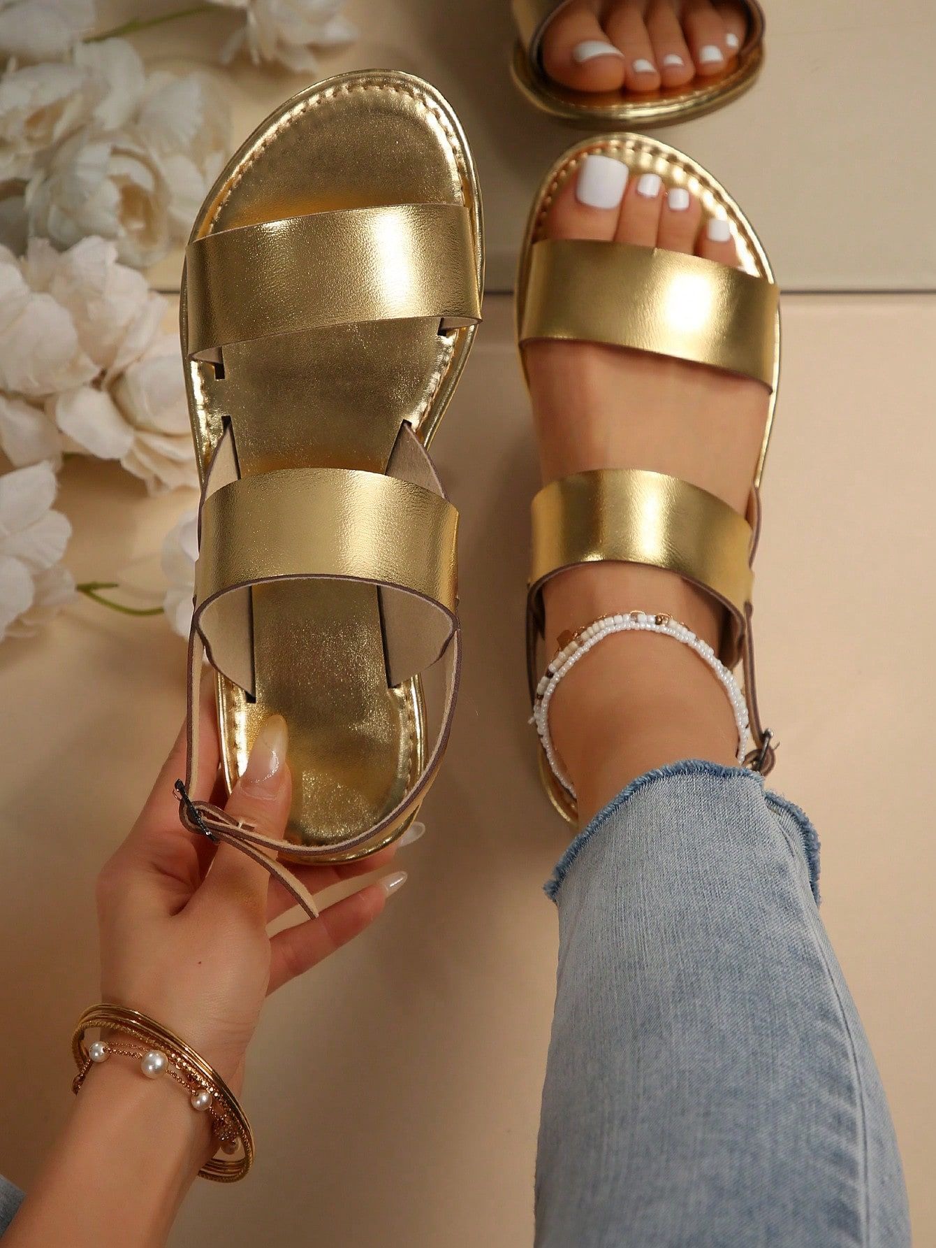 Women Flat Casual Home & Outdoor Comfortable Slippers Canvas Sandals Image