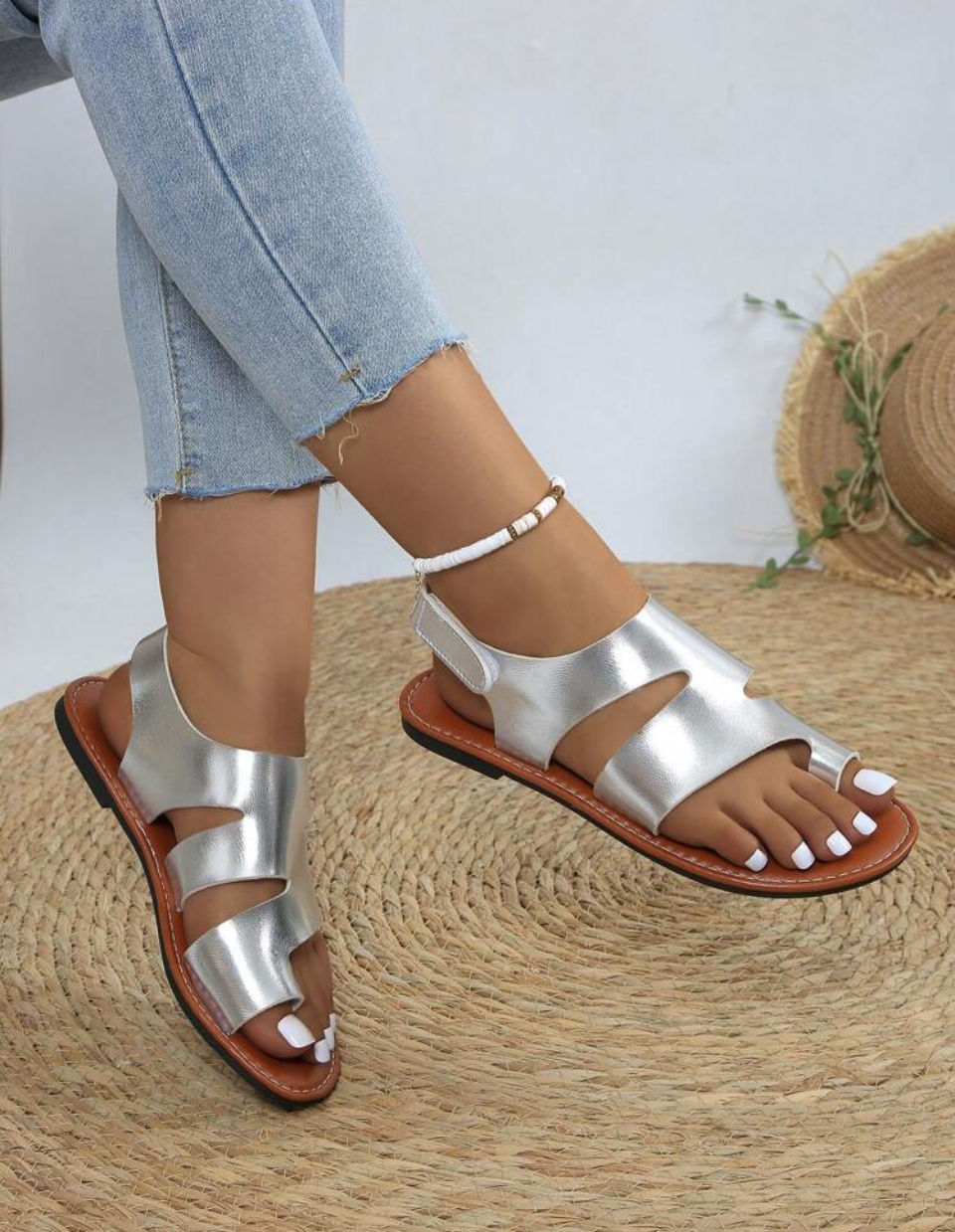 Lazudaafrique Fashionable Soft & Comfortable Open Toe Flat Sandals For Outdoor & Household Wear, Summer Image