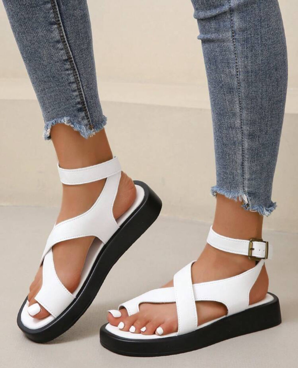 Women Casual Thick-Soled Ankle-Wrap Toe-Tied Sandals Image