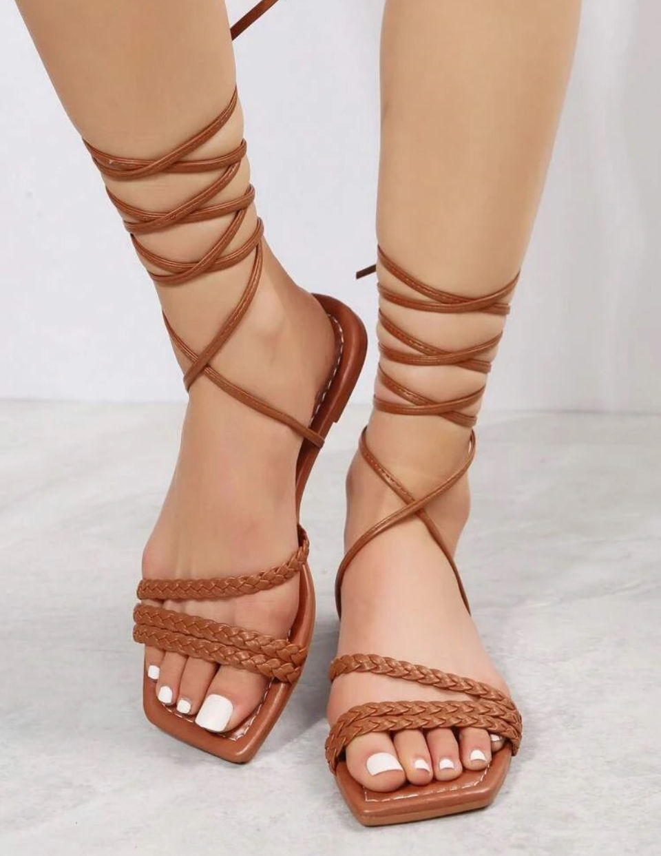 New Round Toe Flat Sandals, Versatile Elegant Simple Design, Comfortable Roman Style Slippers For Summer Image