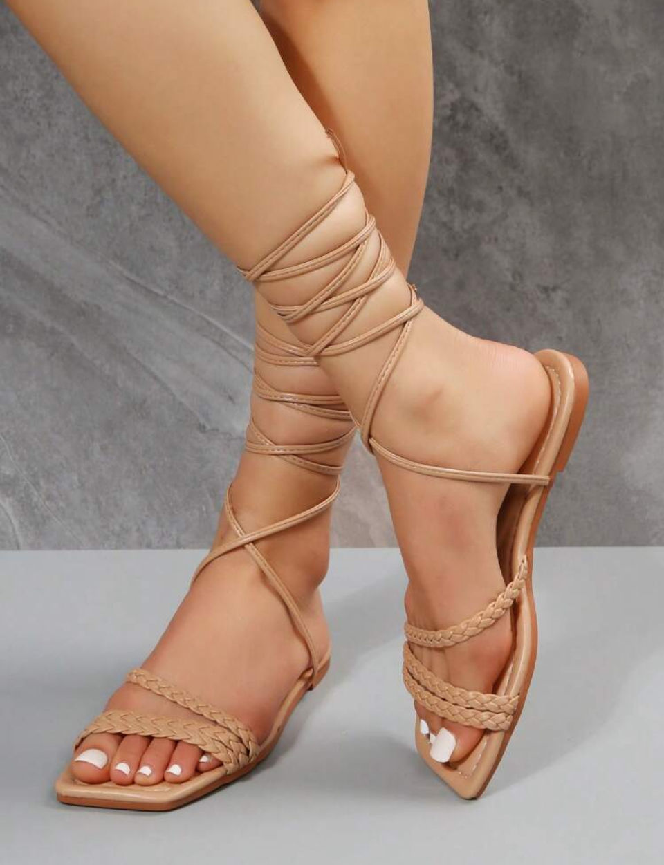 New Round Toe Flat Sandals, Versatile Elegant Simple Design, Comfortable Roman Style Slippers For Summer Image