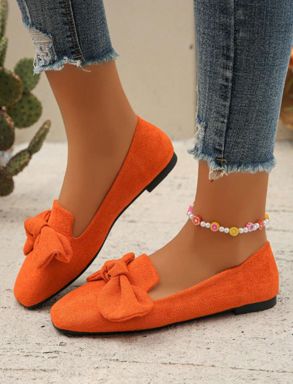 Round top bow flat shoes Image