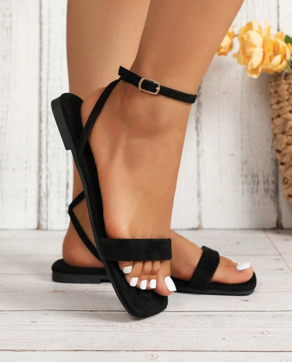 Faux Suede Casual Shoes With Buckle, Image