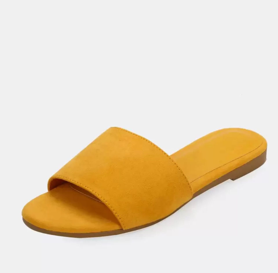 Solid Thick Band Slip On Flat Sandals Spring Shoes Spring Break Easter Vacation Shoes Casual Shoes Beach Shoes Mother's Day Present Image