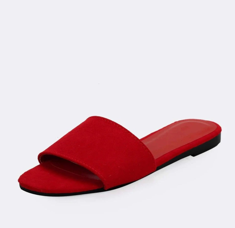 Solid Thick Band Slip On Flat Sandals Spring Shoes Spring Break Easter Vacation Shoes Casual Shoes Beach Shoes Mother's Day Present Image