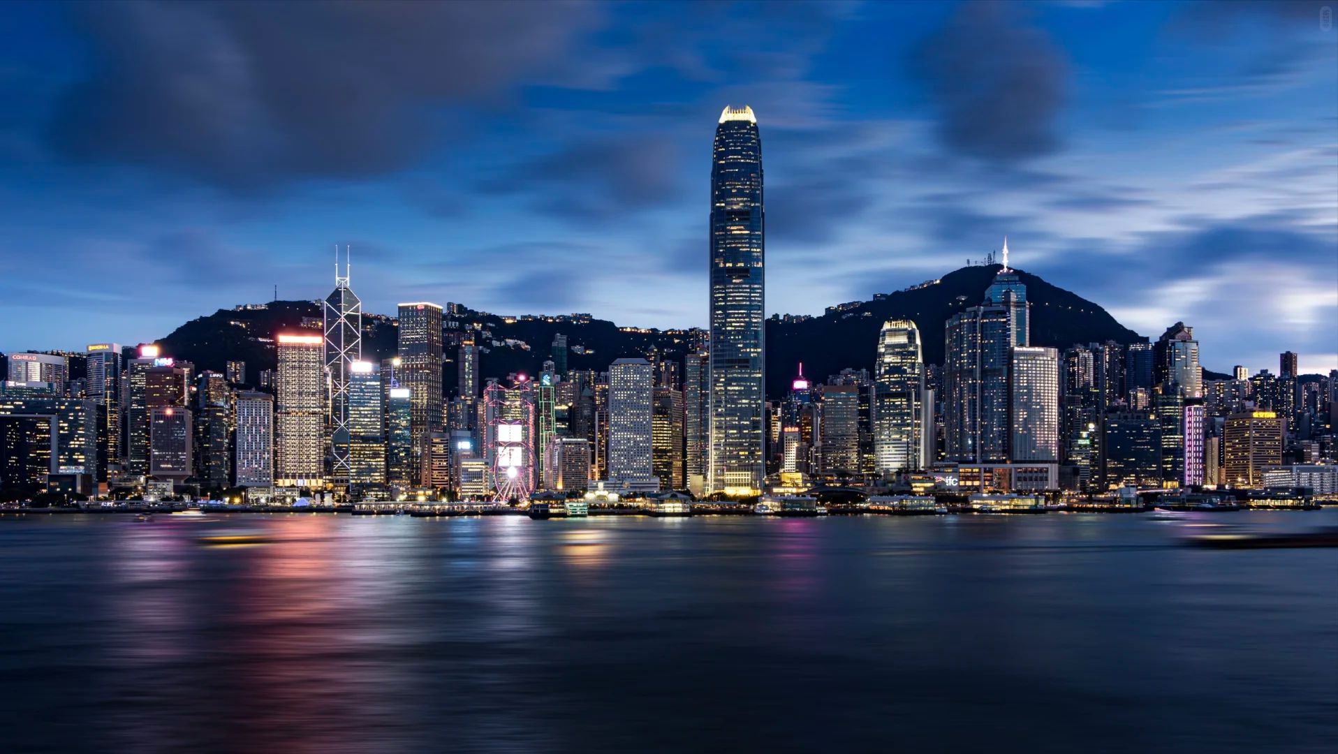 香港金融中心維多利亞港夜景