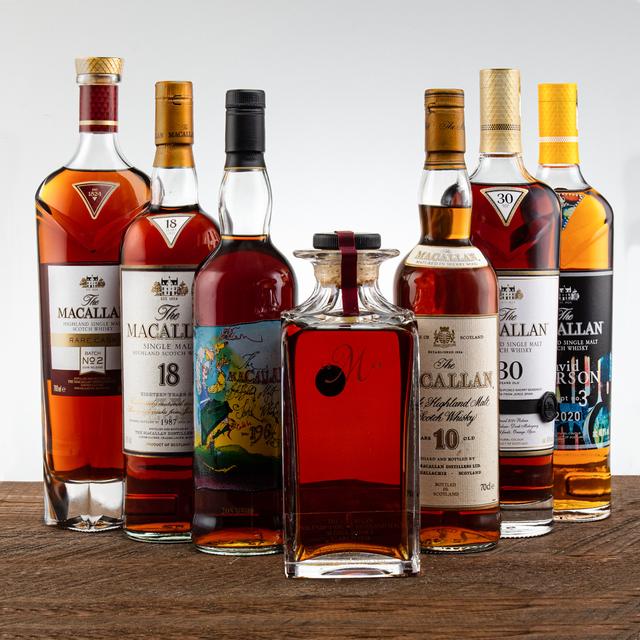 麥卡倫多款酒瓶合照，左側可見 Rare Cask Batch No. 2