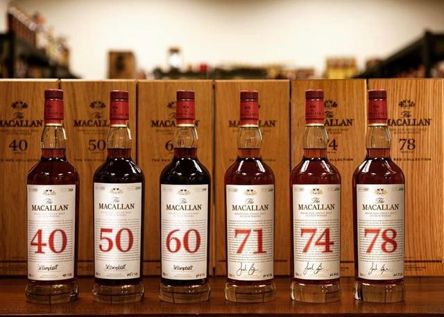 麥卡倫Red Collection 40、50、60、71、74與78年酒瓶及木盒