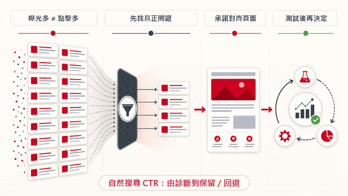自然搜尋 CTR 根因診斷與單變量測試封面
