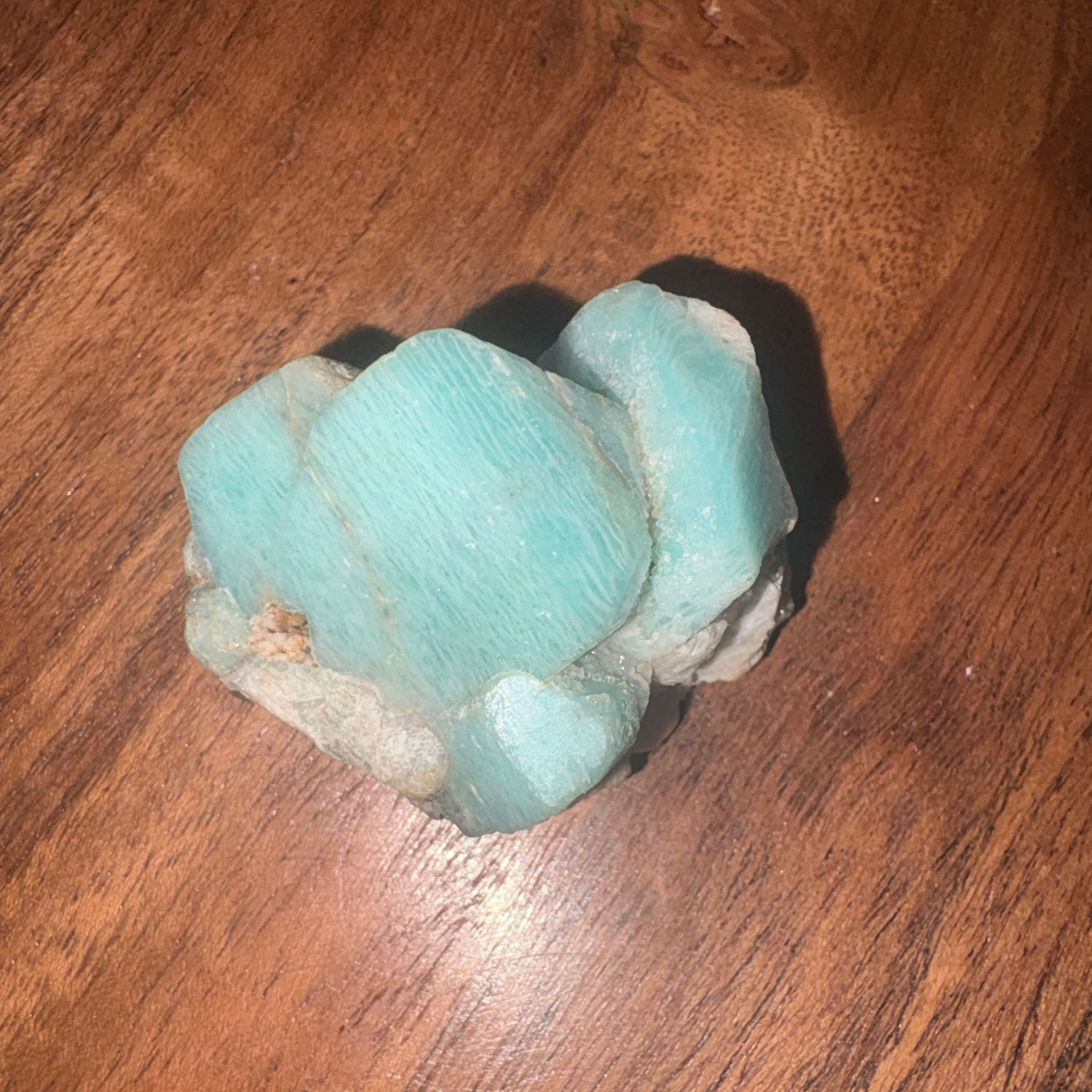 Amazonite cluster with a little mica and Smokey quartz